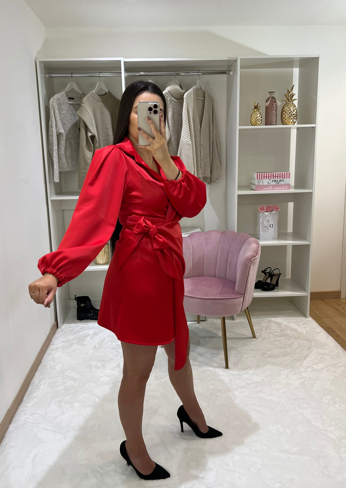 ROBE SATIN ROUGE