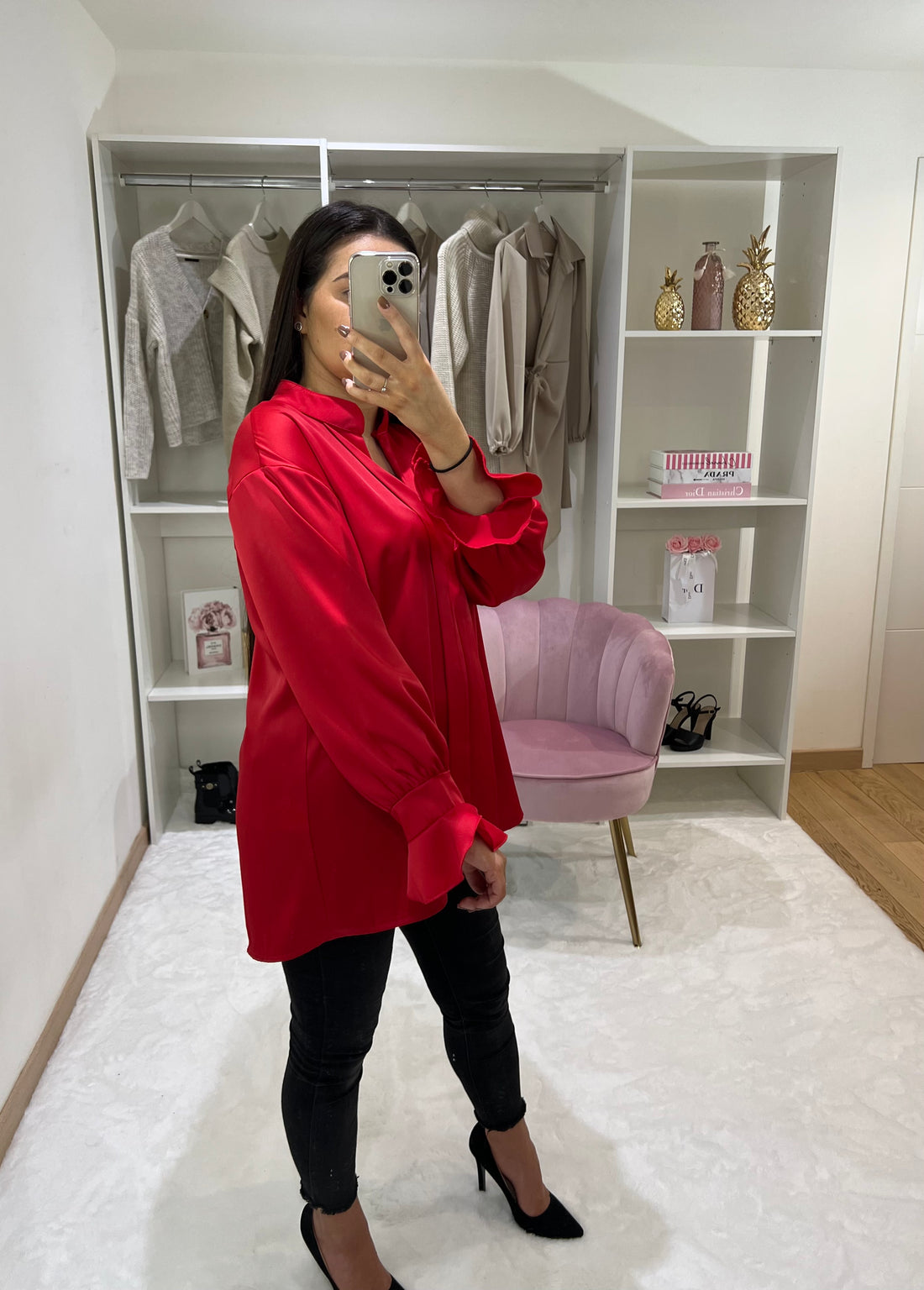 BLOUSE SATIN ROUGE