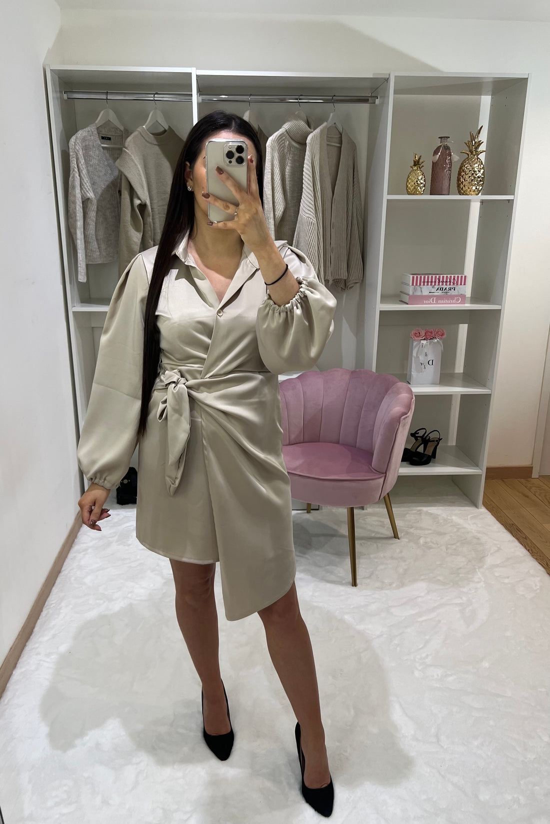 ROBE SATIN BEIGE